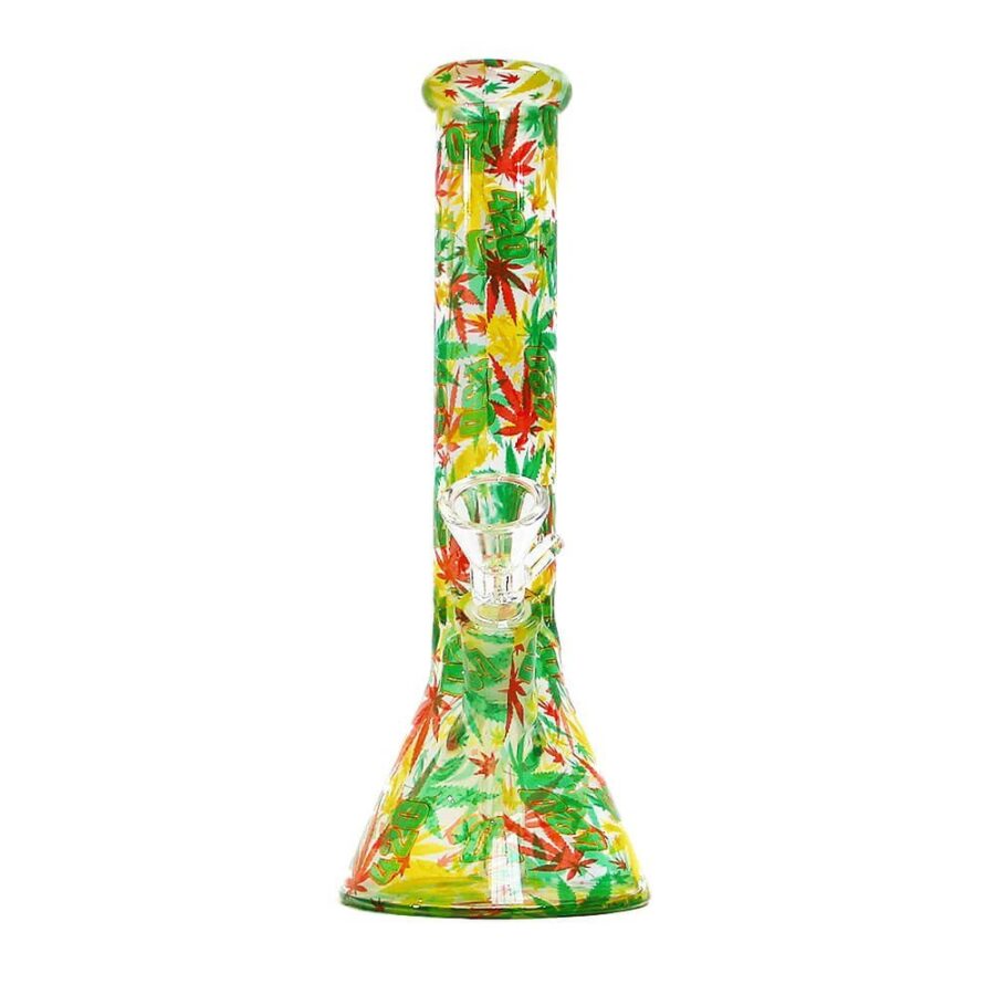 Rasta Leaves Glas Bong 26cm