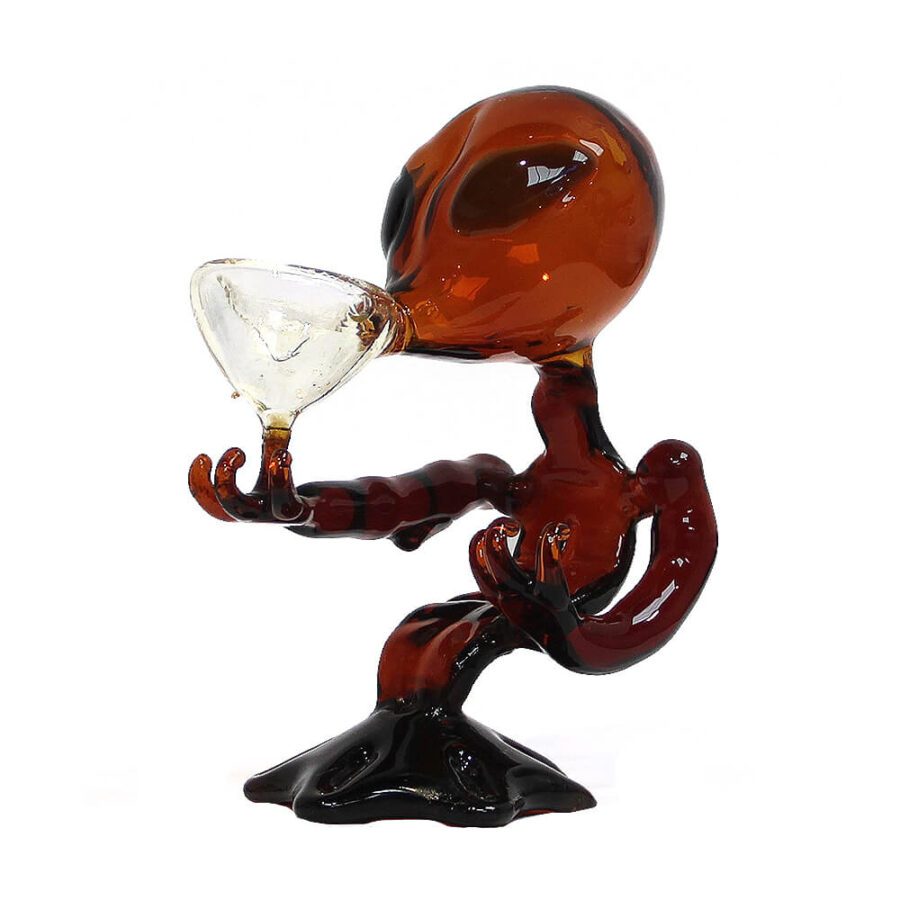 Rote Alien Bong aus Cristal 15cm