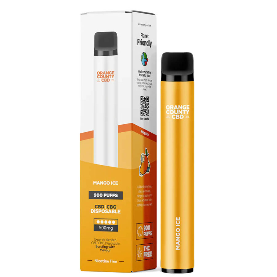 Orange County CBD Einweg Vape Pen 250 CBD + 250mg CBG Mango Ice (10skt/display)