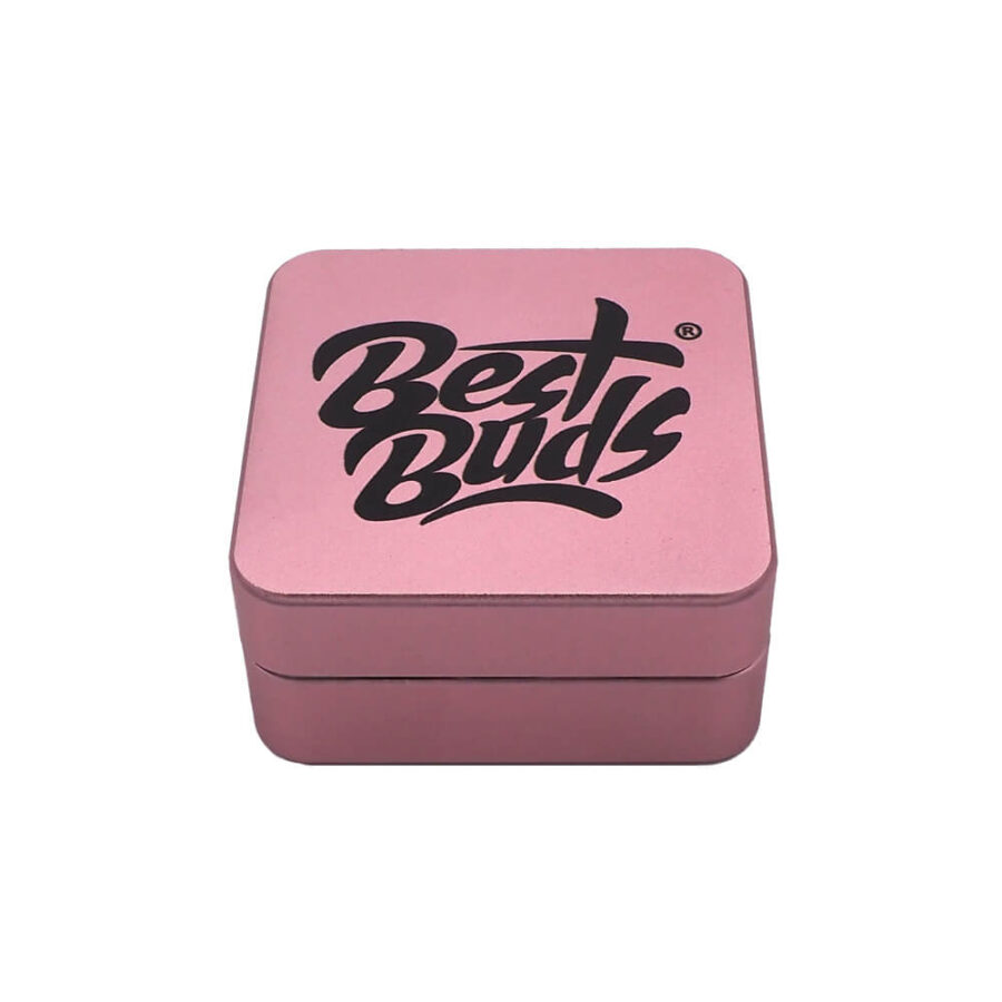 Best Buds Flacher Quadratischer Aluminium Grinder Flamingo 2 Teile (50mm)