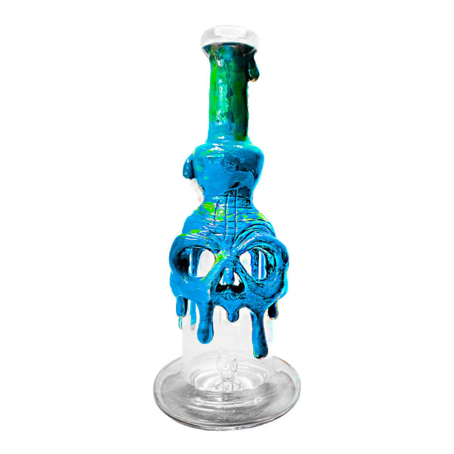 Handgemachte Bong aus Cristal-Ton blau 22cm