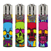 Clipper Feuerzeuge Colorful Skulls (24stk/display)