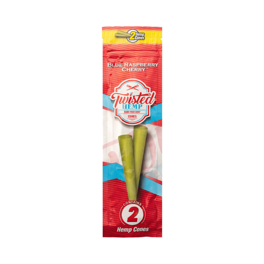 Twisted Hemp Cones Blue Raspberry Cherry (10stk/display)