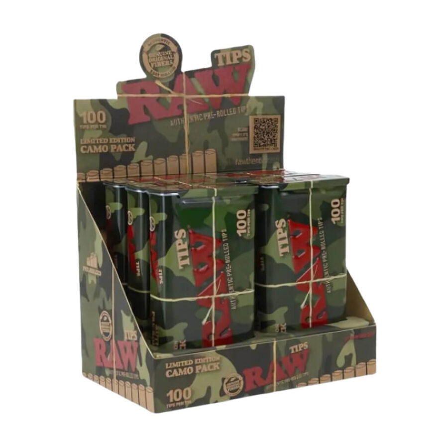 RAW Camo 100 Pre-Rolled Tips Limited Edition (6tins/display)